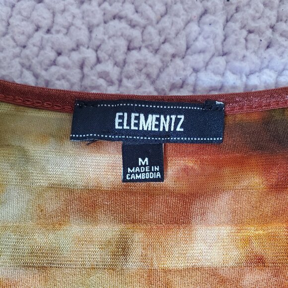 Elementz Ruffle Round Neck Top In Trending Fall Colors Sz Medium - Picture 4 of 9